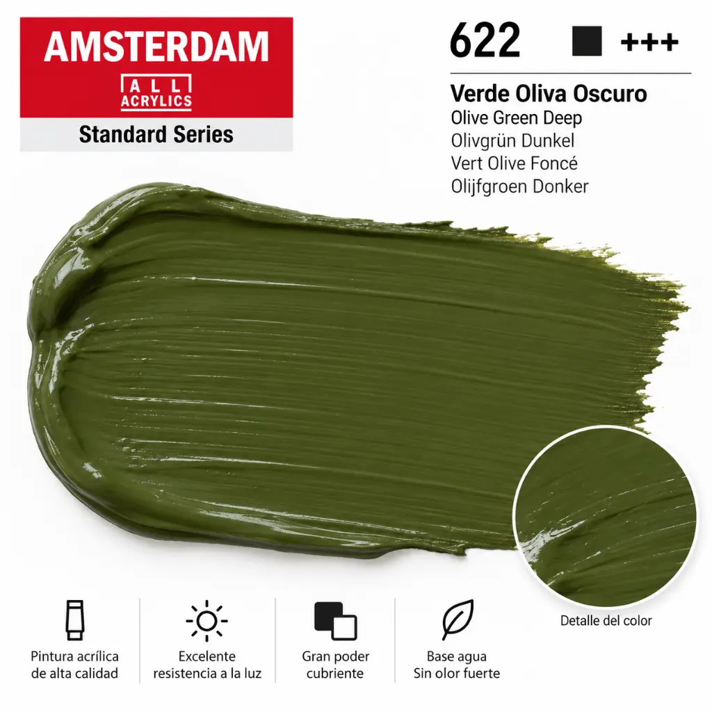 Muestra de color Amsterdam Verde Oliva Oscuro 622