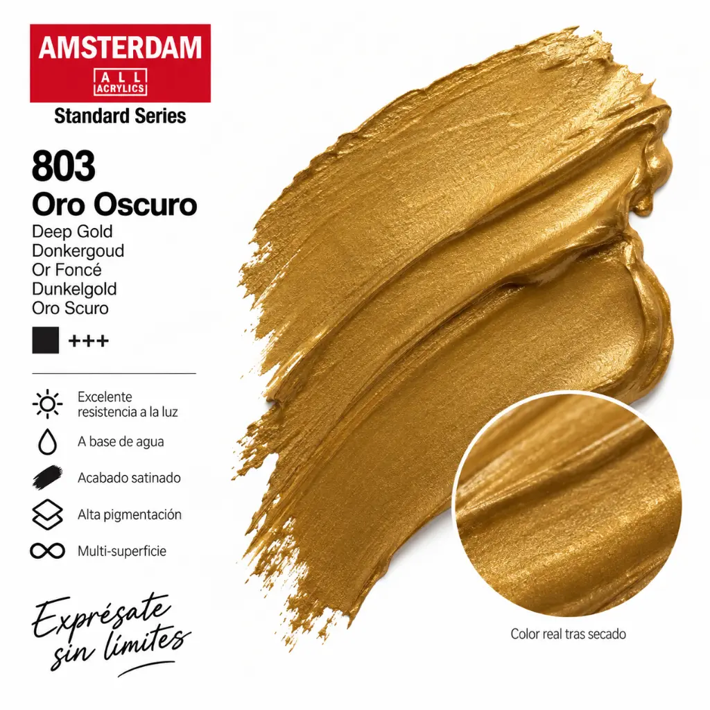 Muestra de color Acrílico Amsterdam Standard Series Oro Oscuro 803