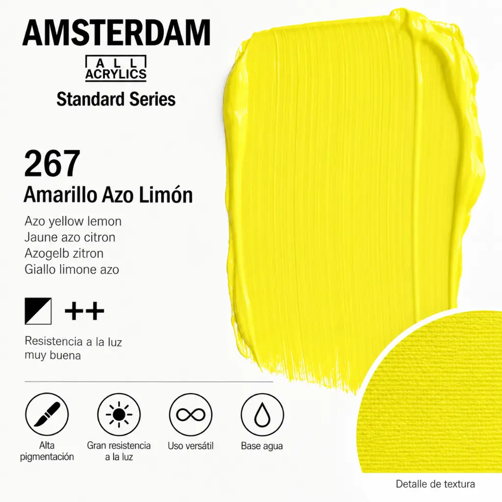 Muestra de color Acrílico Amsterdam Standard Series Amarillo Azo Limón 267