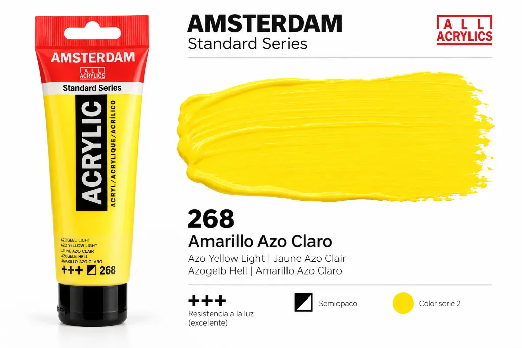Muestra de color Acrílico Amsterdam Standard Series Amarillo Azo Claro 268