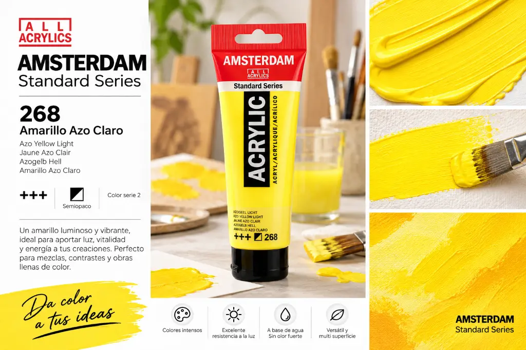 Aplicación Acrílico Amsterdam Standard Series Amarillo Azo Claro 268