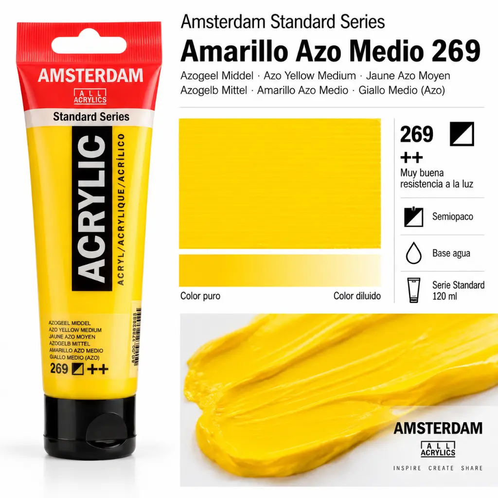 Características Acrílico Amsterdam Standard Series Amarillo Azo Medio 269
