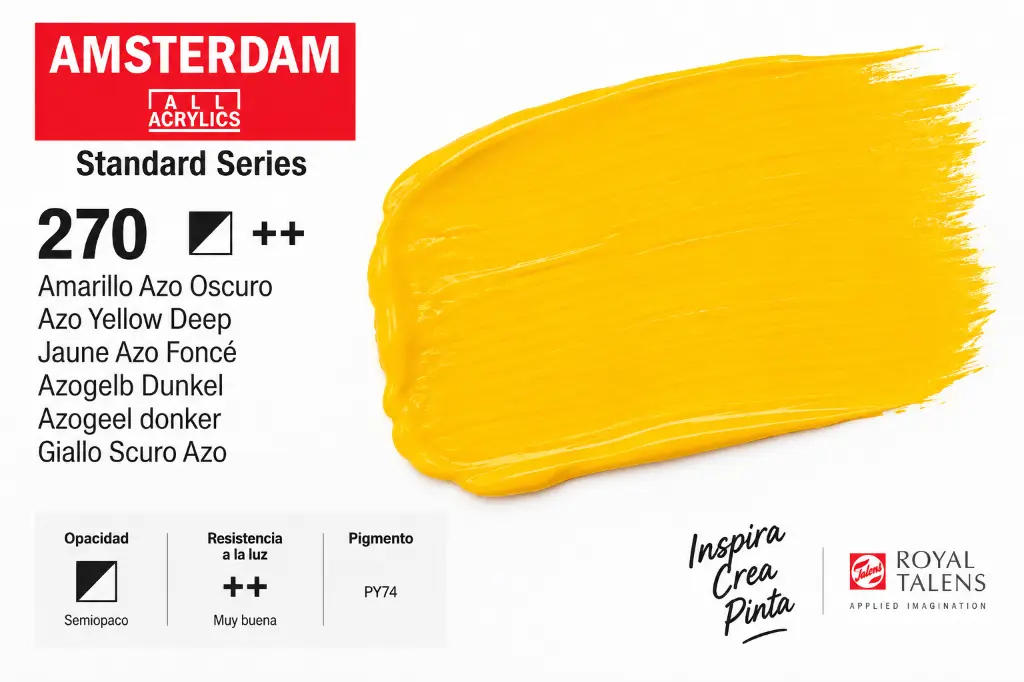 Muestra de color Acrílico Amsterdam Standard Series Amarillo Azo Oscuro 270