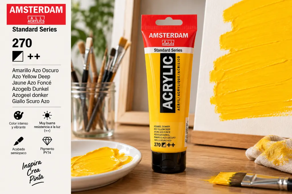 Características Acrílico Amsterdam Standard Series Amarillo Azo Oscuro 270