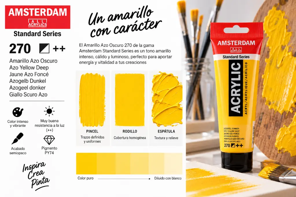 Aplicación Acrílico Amsterdam Standard Series Amarillo Azo Oscuro 270