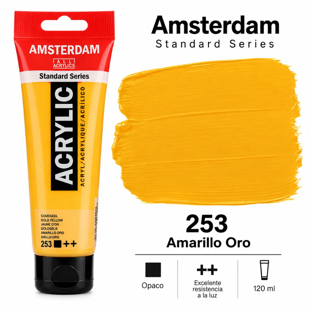 Muestra de color Acrílico Amsterdam Standard Series Amarillo Oro 253