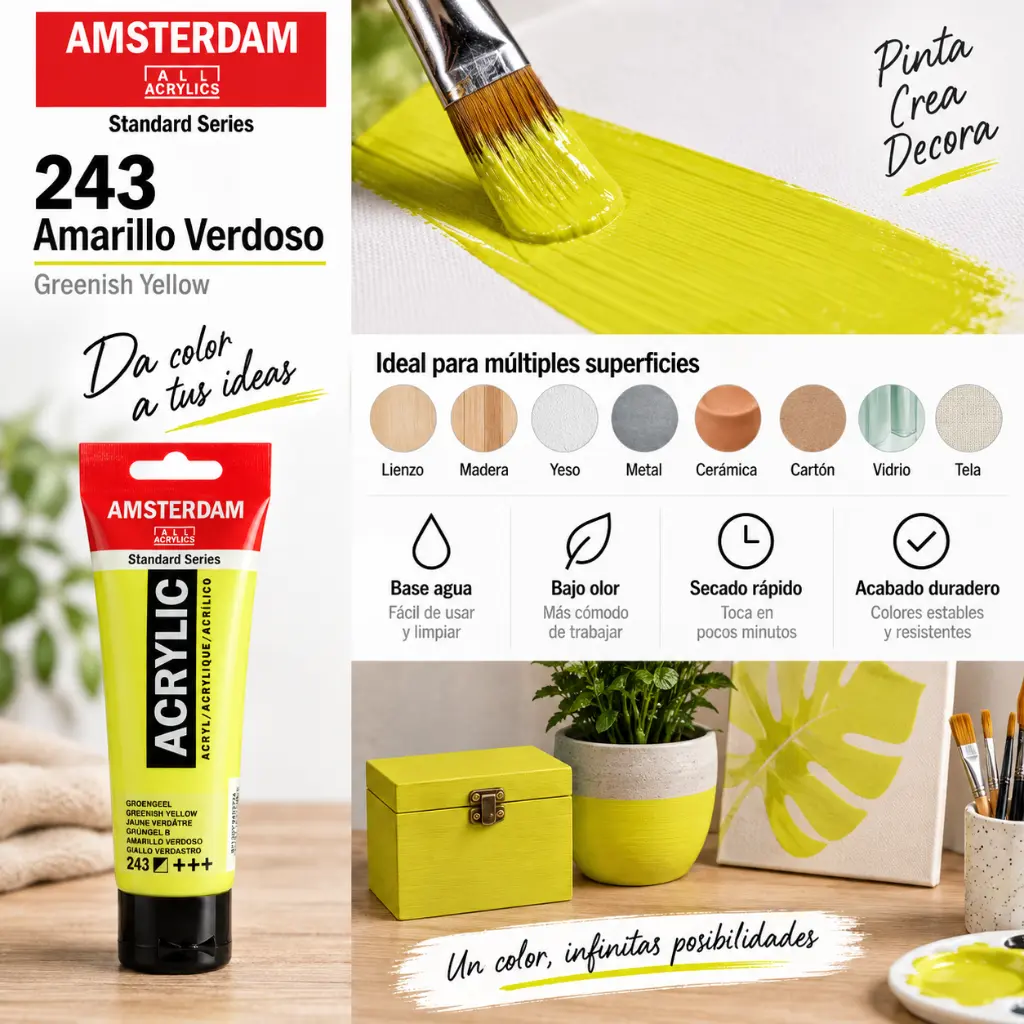 Aplicación Acrílico Amsterdam Standard Series Amarillo Verdoso 243