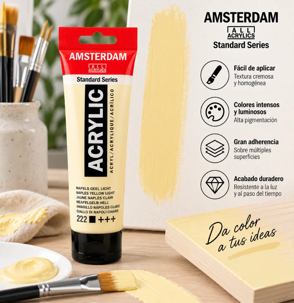 Aplicación Acrílico Amsterdam Standard Series Amarillo Nápoles Claro 222