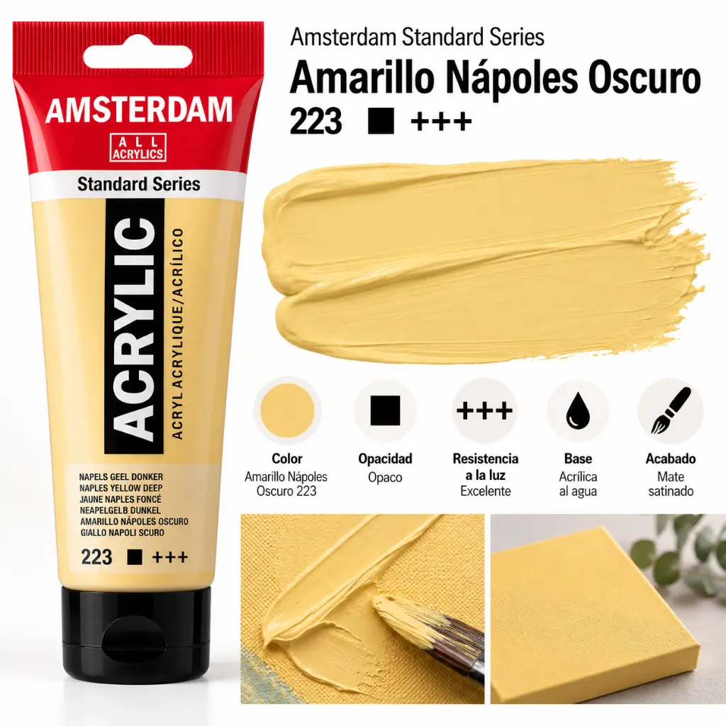 Características Acrílico Amsterdam Standard Series Amarillo Nápoles Oscuro 223