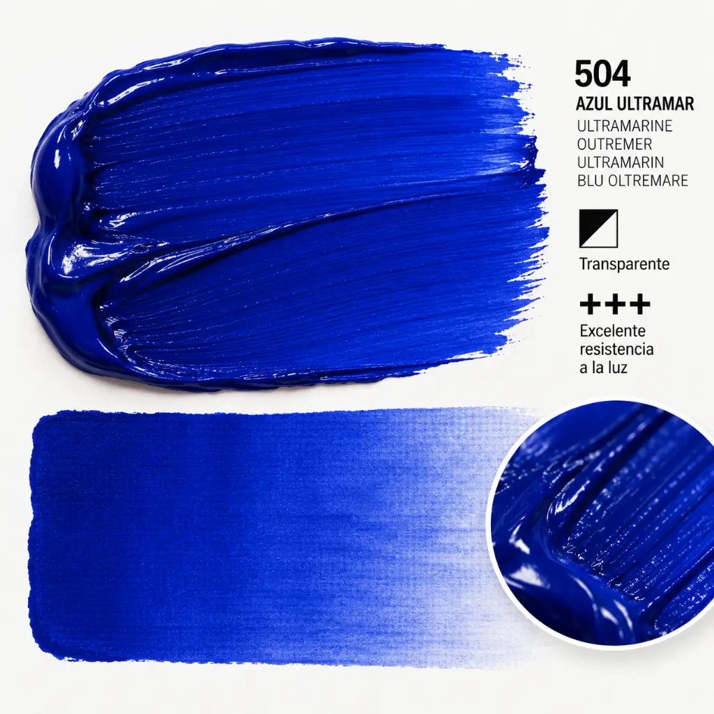 Muestra de color Acrílico Amsterdam Standard Series Azul Ultramar 504