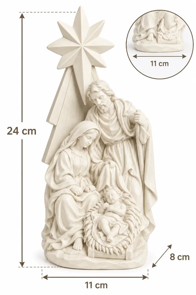 Medidas Belén Compacto Estrella de Poliresina 24 cm