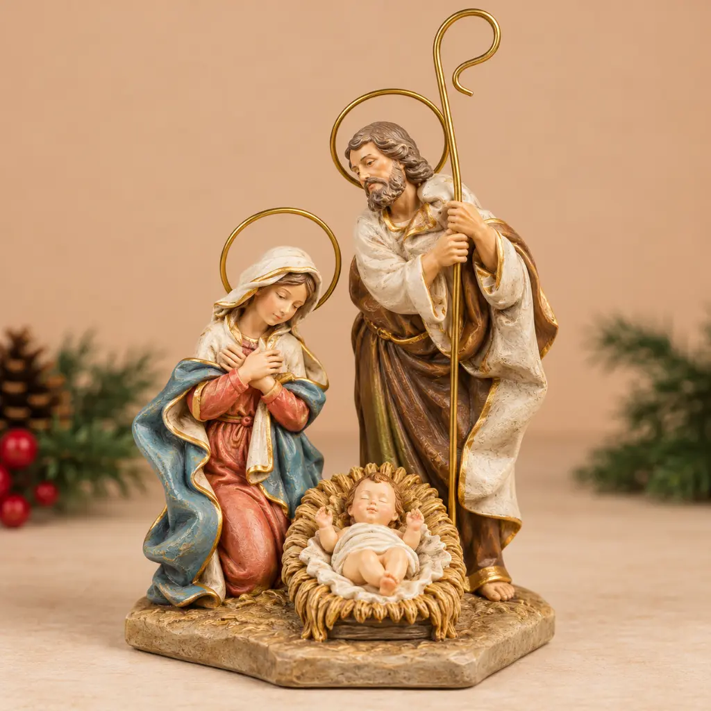 Belén Compacto Moderno de Álamo 16 cm pintado y decorado