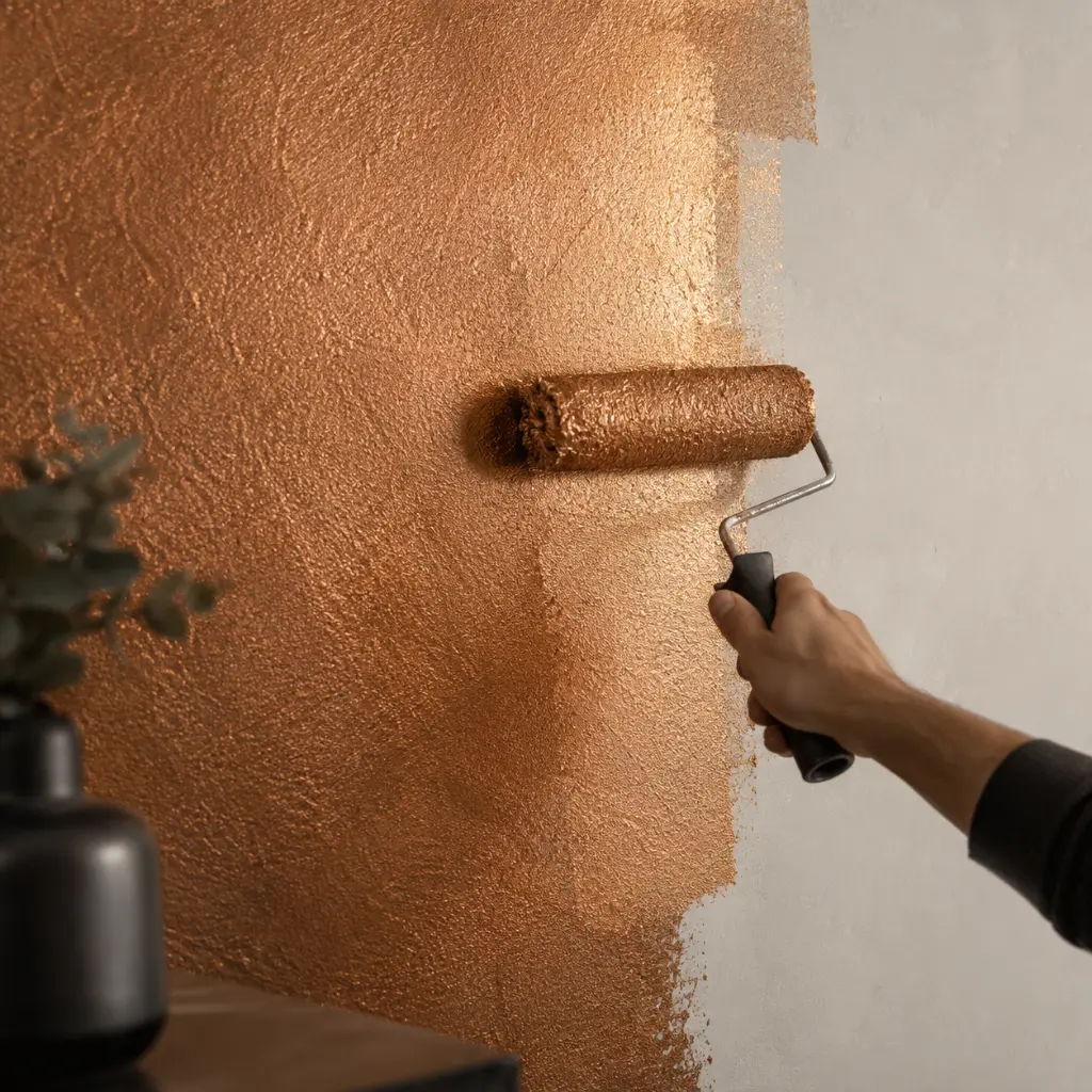 Aplicación de pintura metalizada Jafep cobre con rodillo