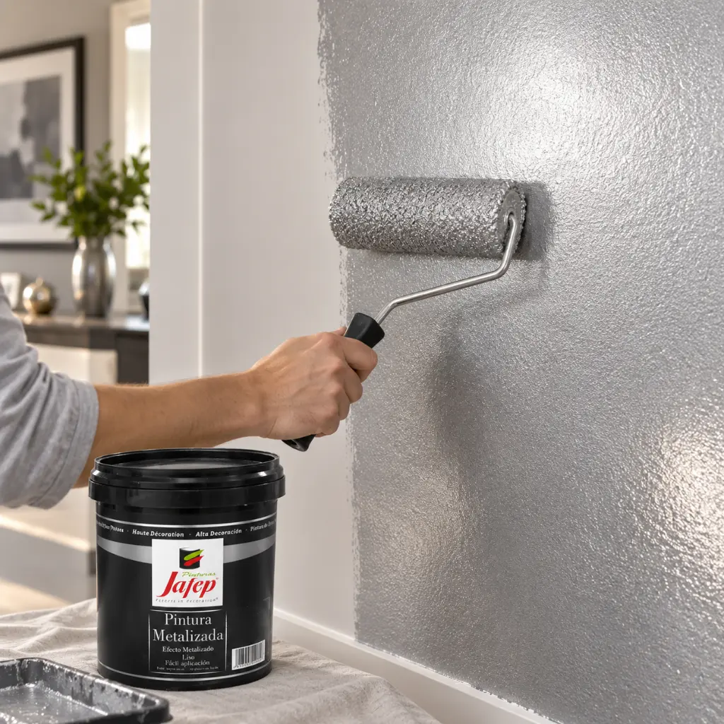 Aplicación de Pintura Metalizada Jafep Plata con rodillo