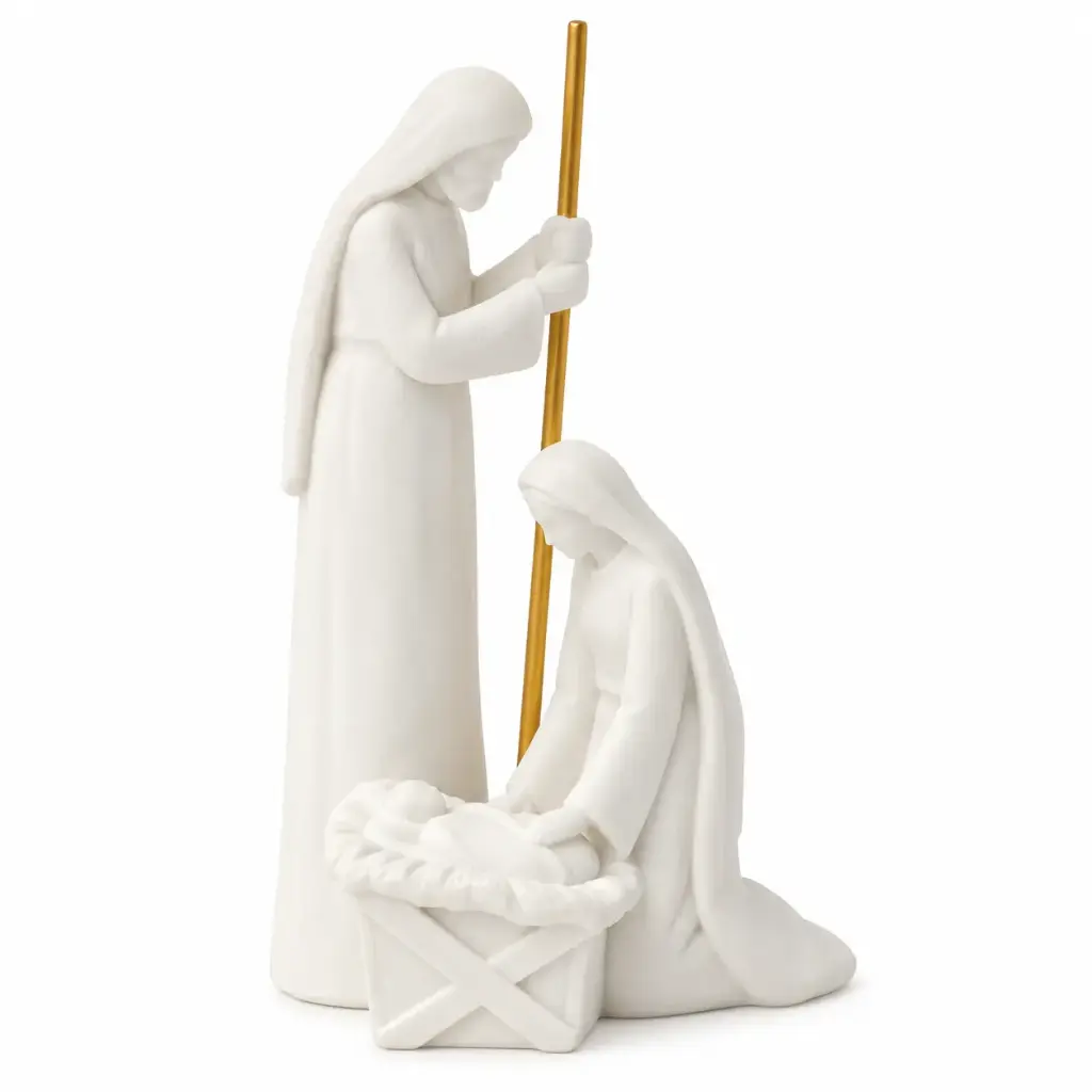 [82967] Belén Compacto Sagrada Familia de Poliresina 20 cm para Pintar y Decorar